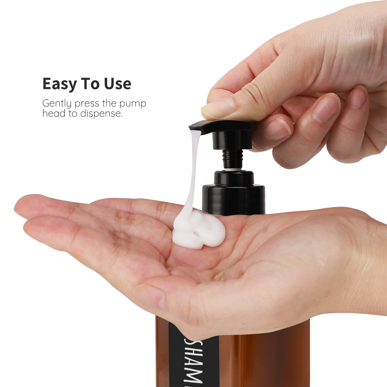 Segbeauty Shampoo Bottles, 3Pcs 16.9Oz 500Ml Refillable Pump Dispenser With Labels, Empty Reusable Plastic Press Bathroom Hotel